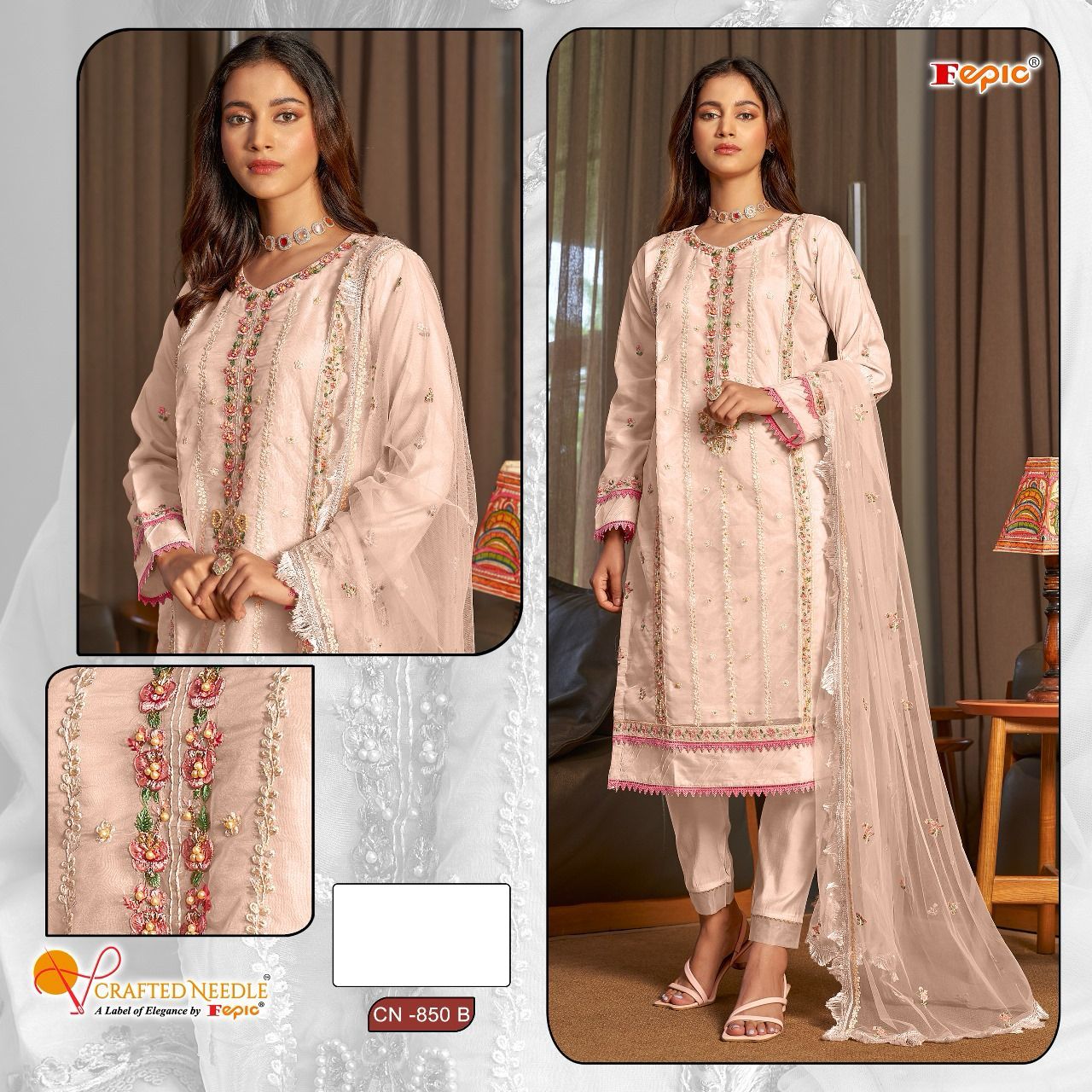 Cn-850-B Crafted Needle Pakistani Readymade Suits