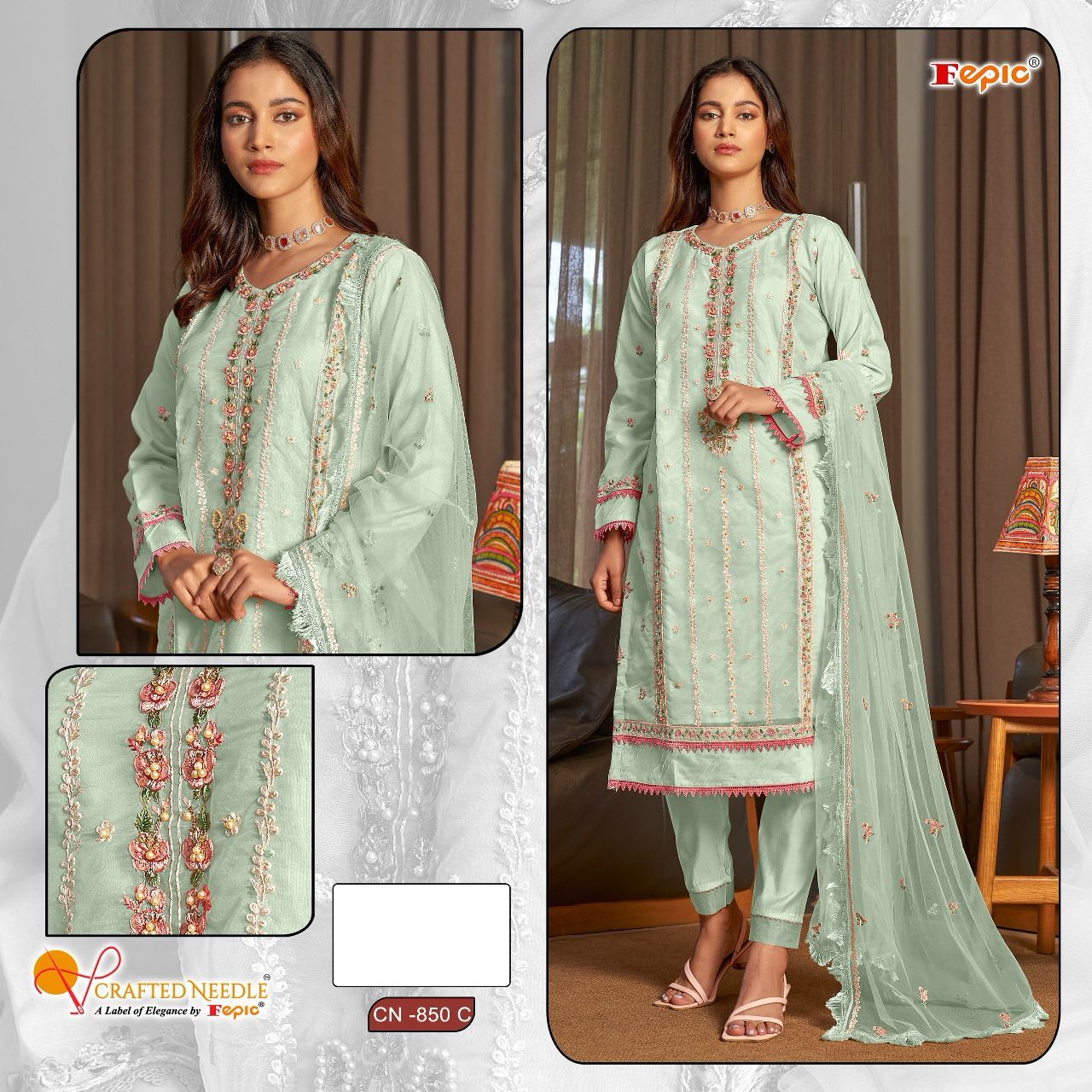 Cn-850-C Crafted Needle Pakistani Readymade Suits
