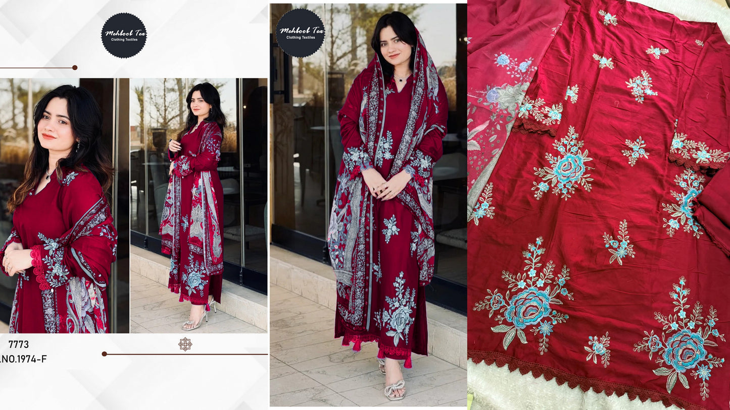 1974-F Mehboob Tex Viscose Rayon Pakistani Salwar Suits