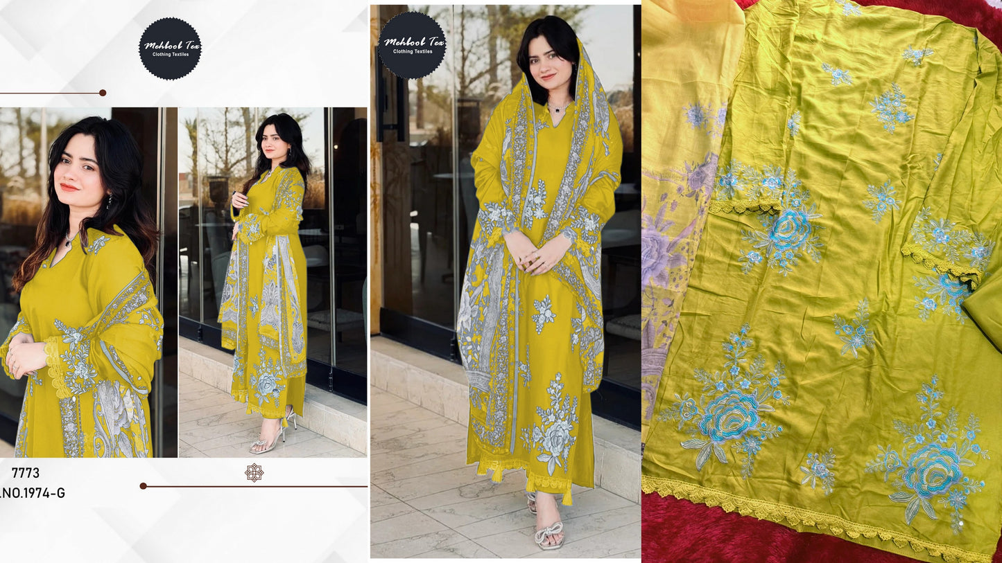 1974-G Mehboob Tex Viscose Rayon Pakistani Salwar Suits