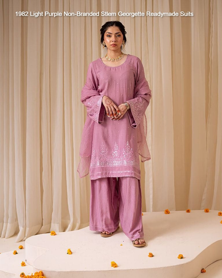 1982 Light Purple Non-Branded Stlem Georgette Readymade Suits