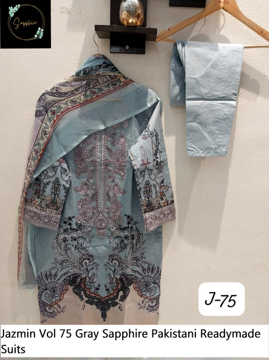 Jazmin Vol 75 Gray Sapphire Pakistani Readymade Suits