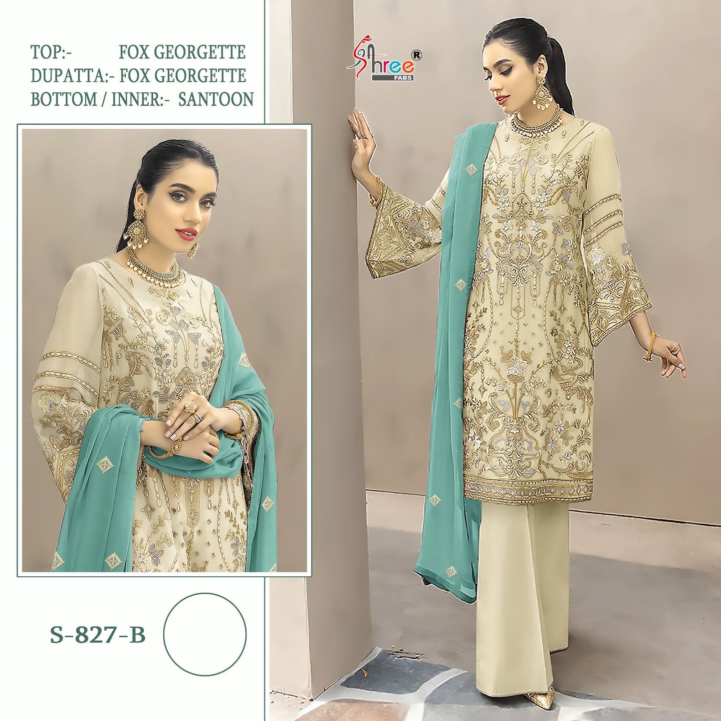 S-827-B Shree Fabs Pakistani Salwar Suits