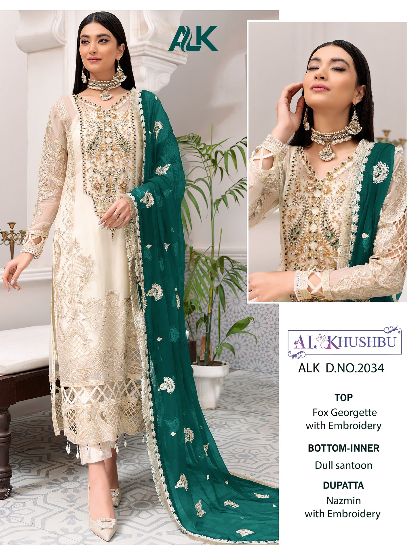 2034 Green Alk Georgette Pakistani Salwar Suits