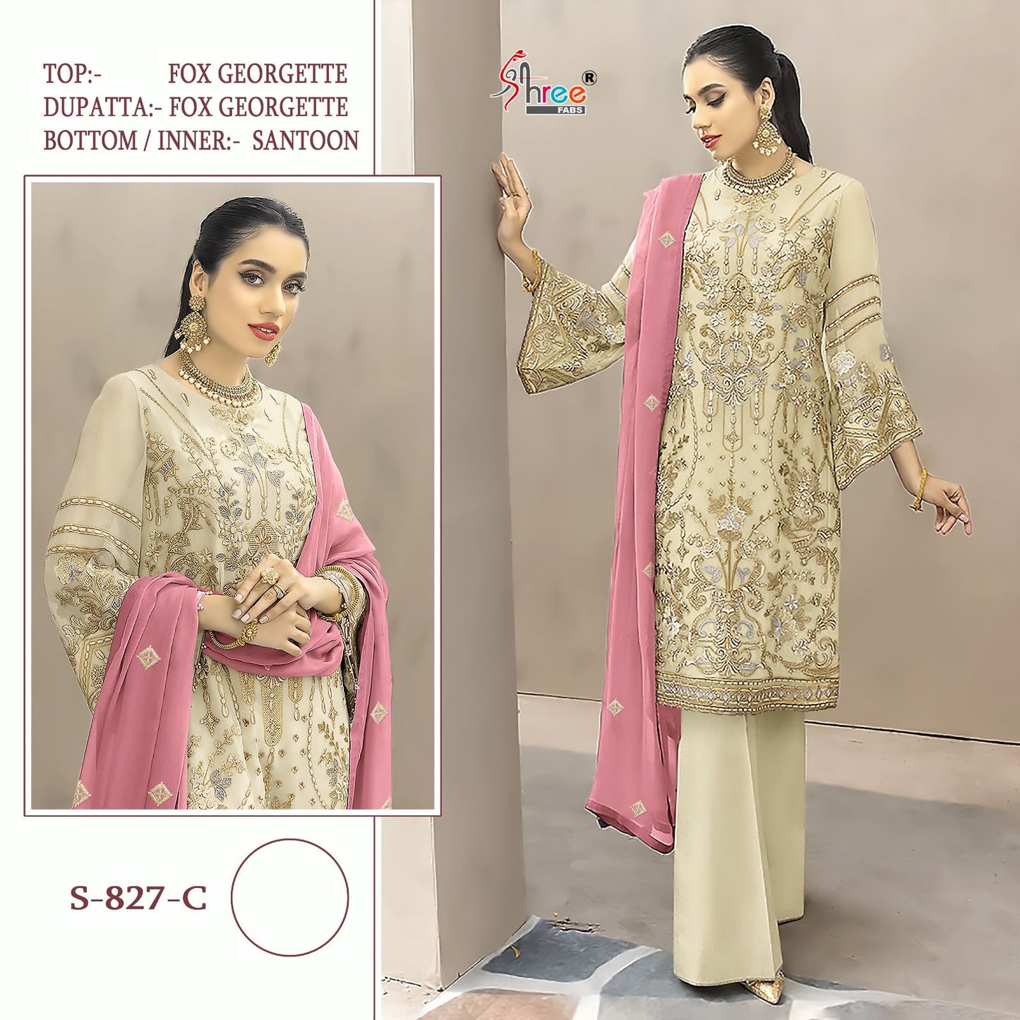 S-827-C Shree Fabs Pakistani Salwar Suits