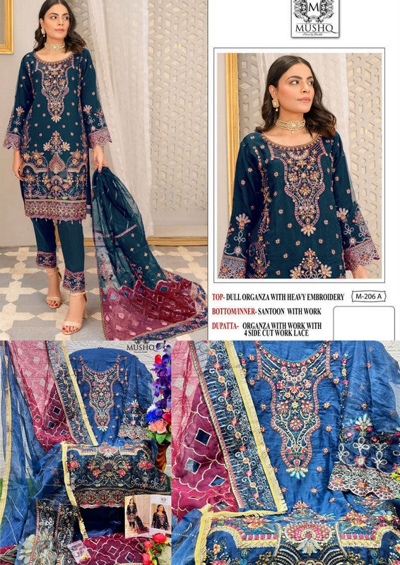 206-A Mushq Pure Organza Pakistani Salwar Suits
