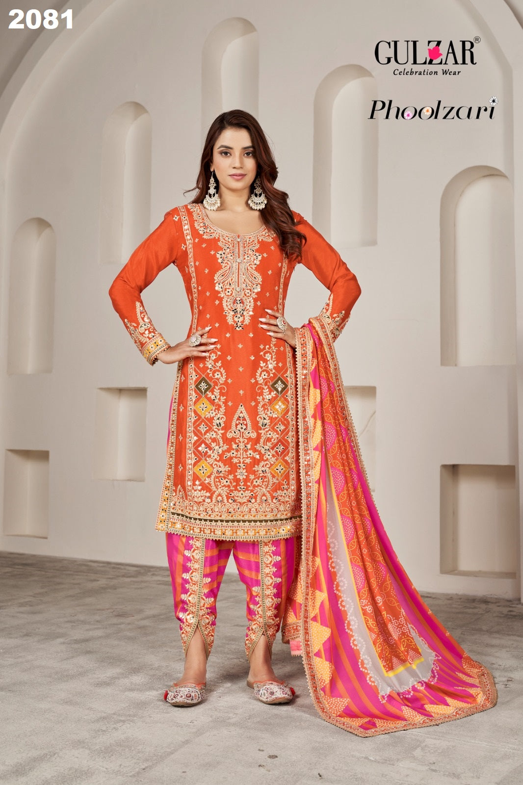 2081 Phoolzari Gulzar Chinnon Readymade Suits