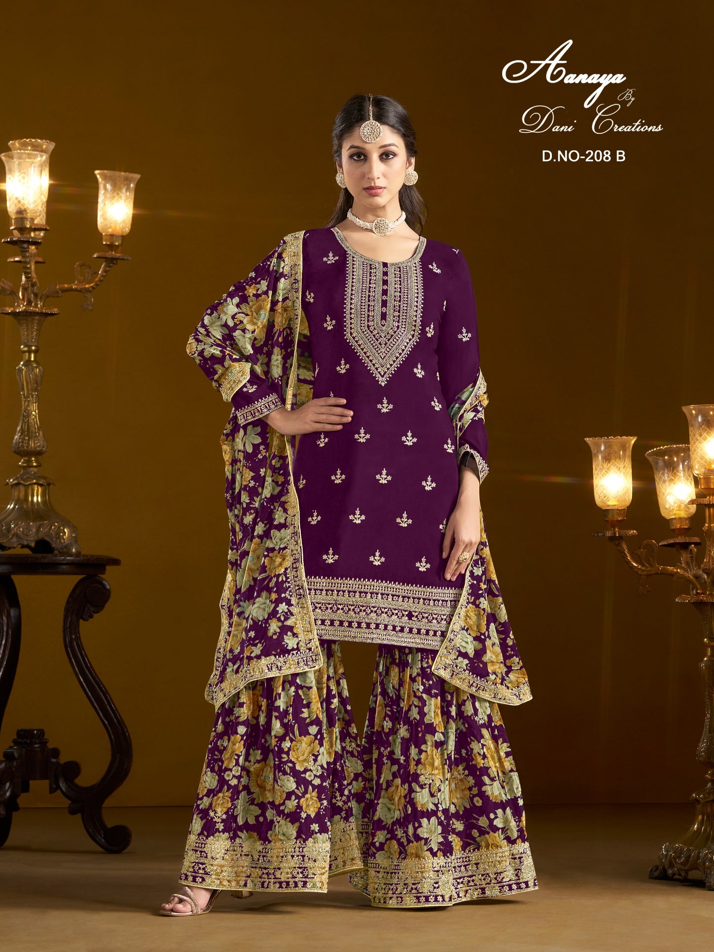 208B Aanaya Vol 208 Dani Creation Chinon Unstitched Suits