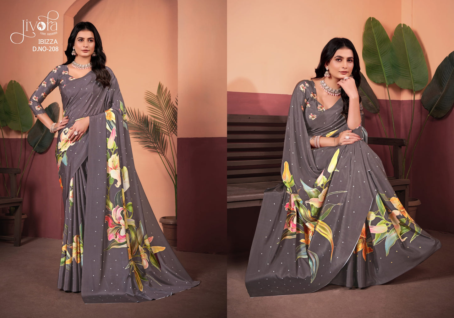 208 Ibizza Jivora Crape Sarees