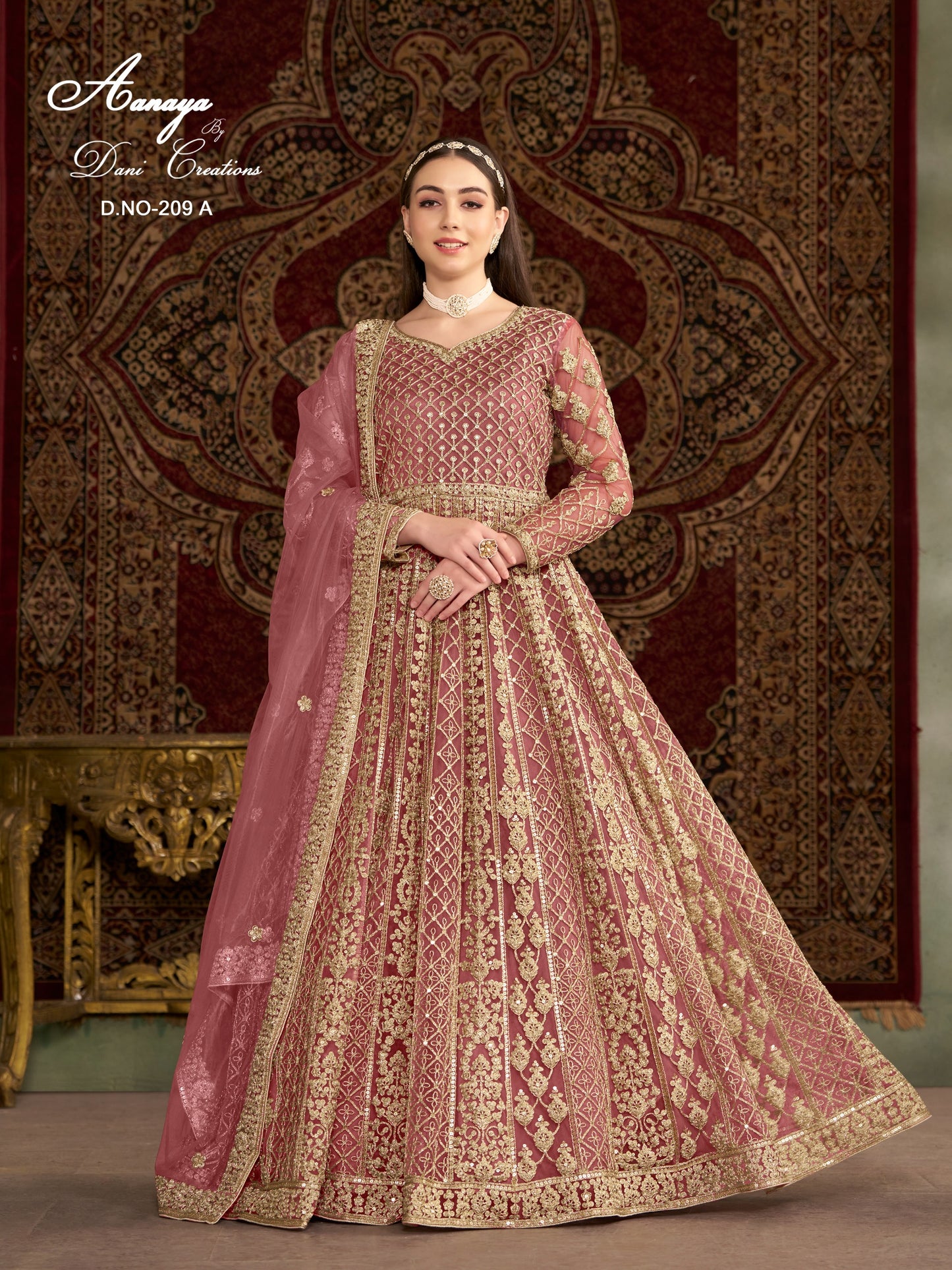 209A Aanaya Vol 209 Dani Creation Net Gown Dupatta Set