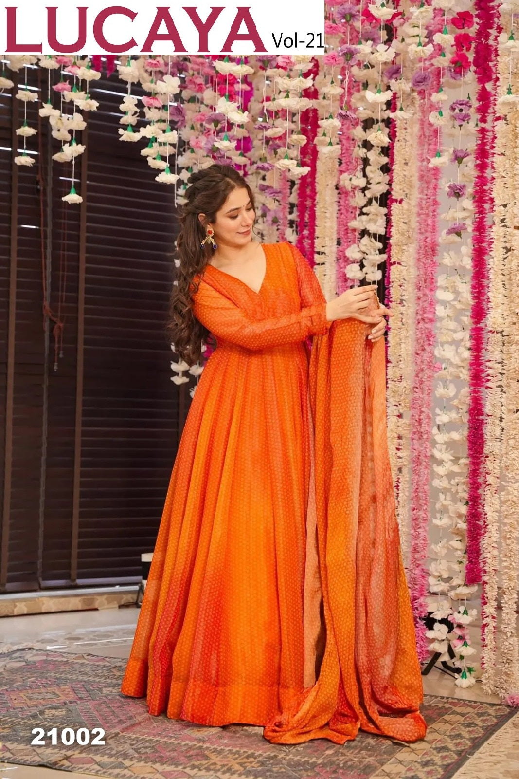 21002 Vol 21 Lucaya Air Tex Chinon Gown Dupatta Set