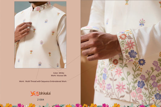 21004 Royal Rivaaj Shubhkala Viscose Silk Mens Kurta Pyjama