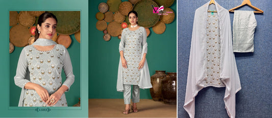 1502 Zeeya Ruhani Varni Fabrics Unstitched Suits