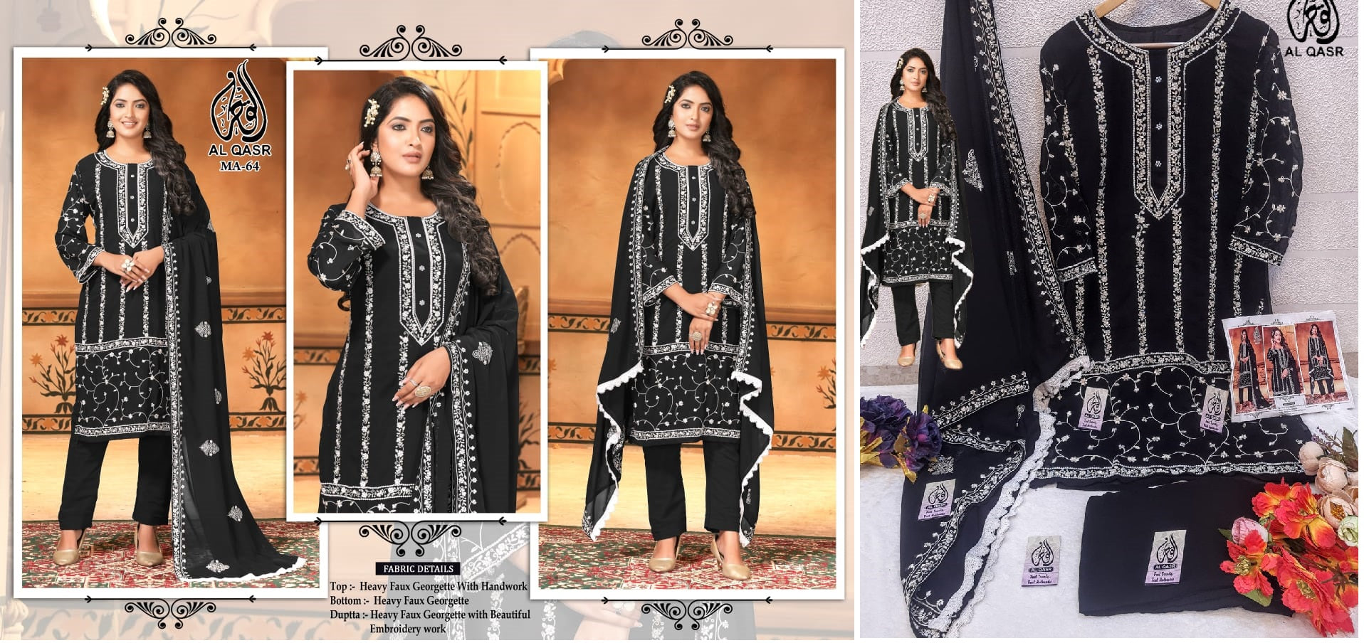 Ma-64Black Al Qasr Pakistani Readymade Suits