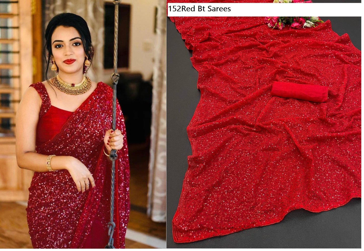 152 Red Bt Sarees