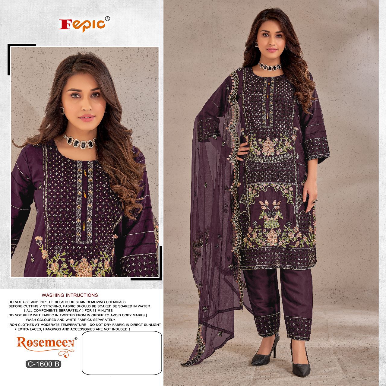 C-1600-B Rosemeen Fepic Pakistani Salwar Suits
