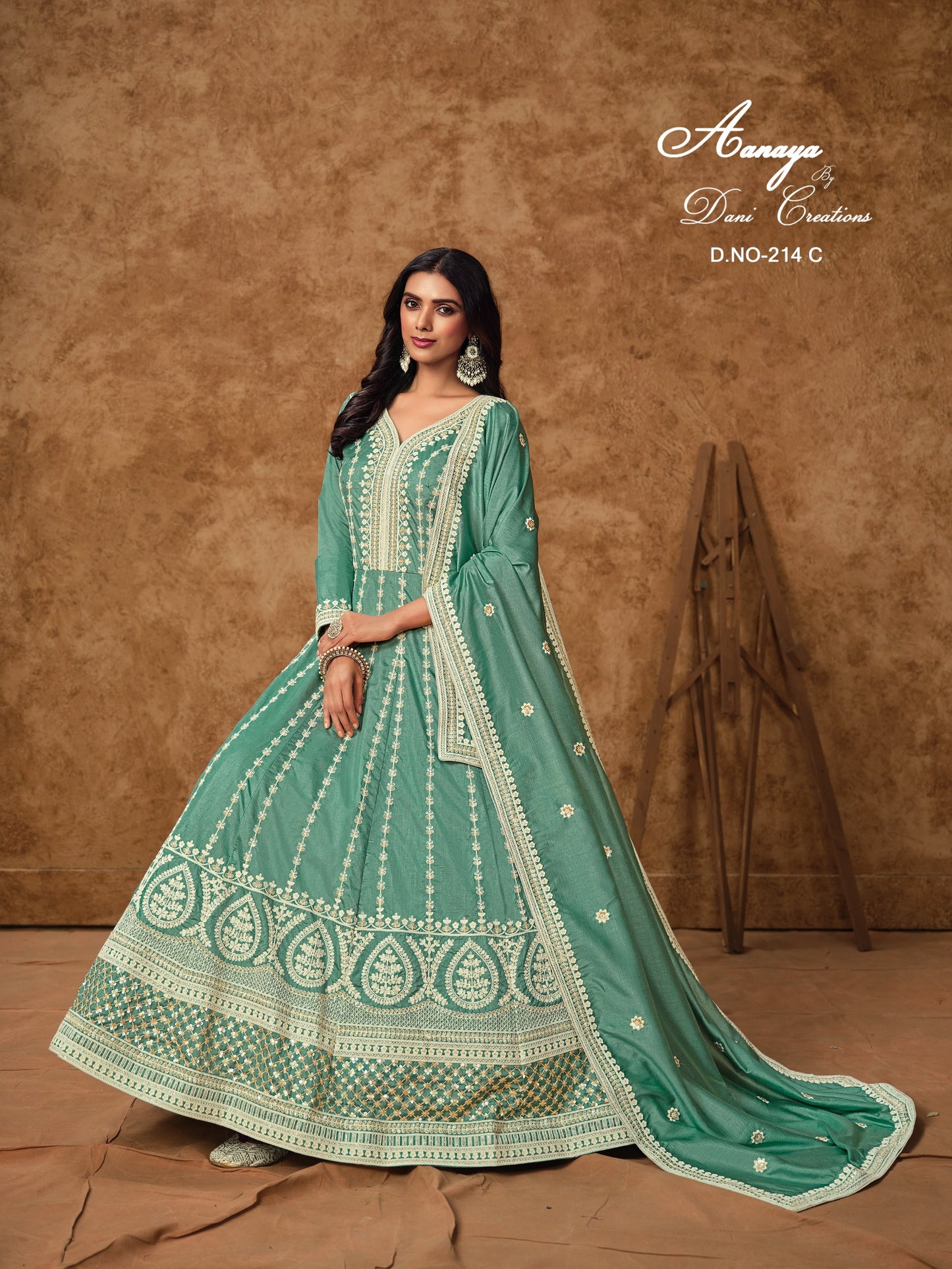 214Caanaya Vol 214 Dani Creation Silk Gown Dupatta Set