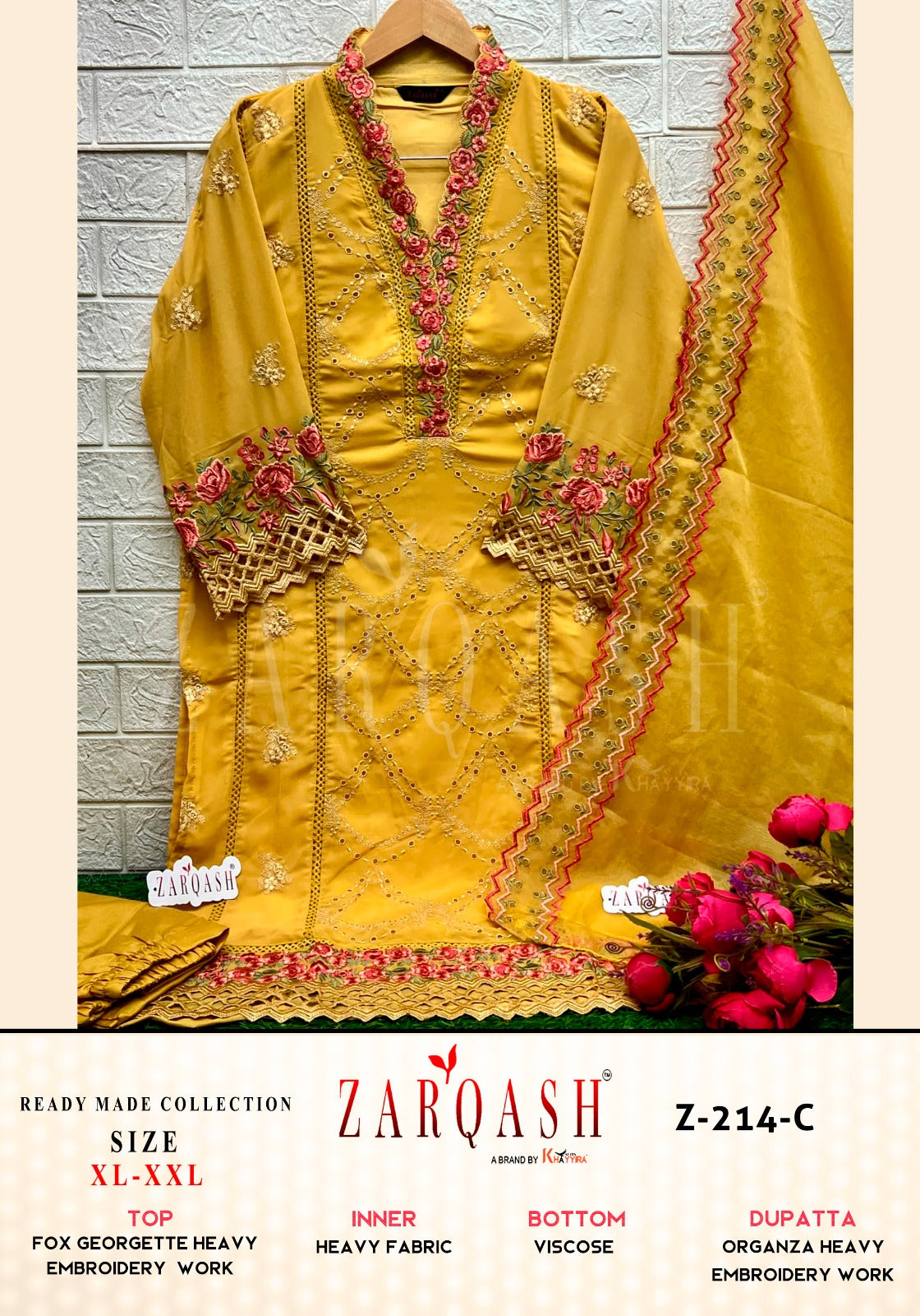 214C Zarqash Embroidered Pakistani Readymade Suits