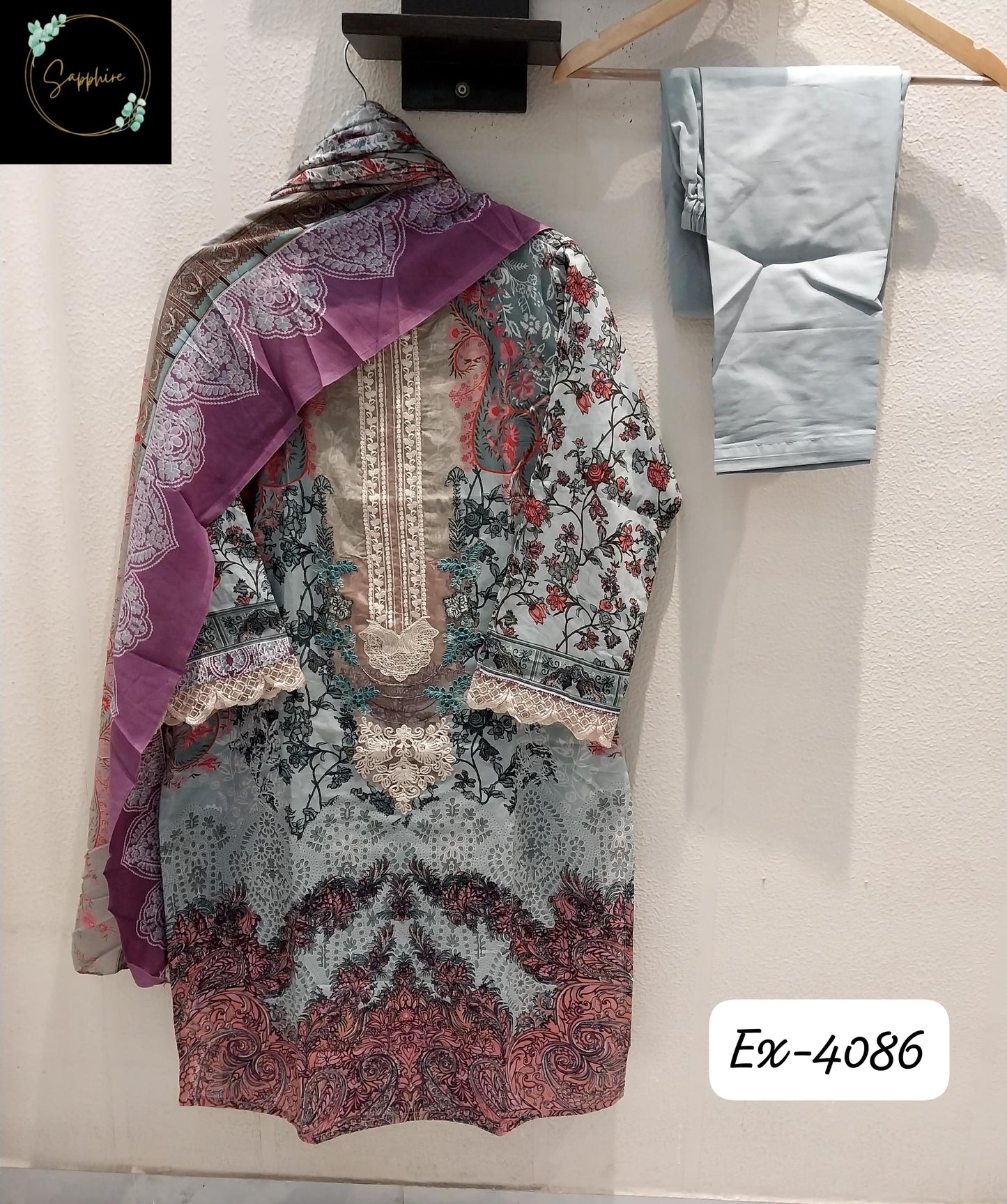 4086Sky Blue Sapphire Pakistani Readymade Suits