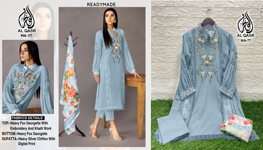 Ma-77 Sky Blue Al Qasr Pakistani Readymade Suits