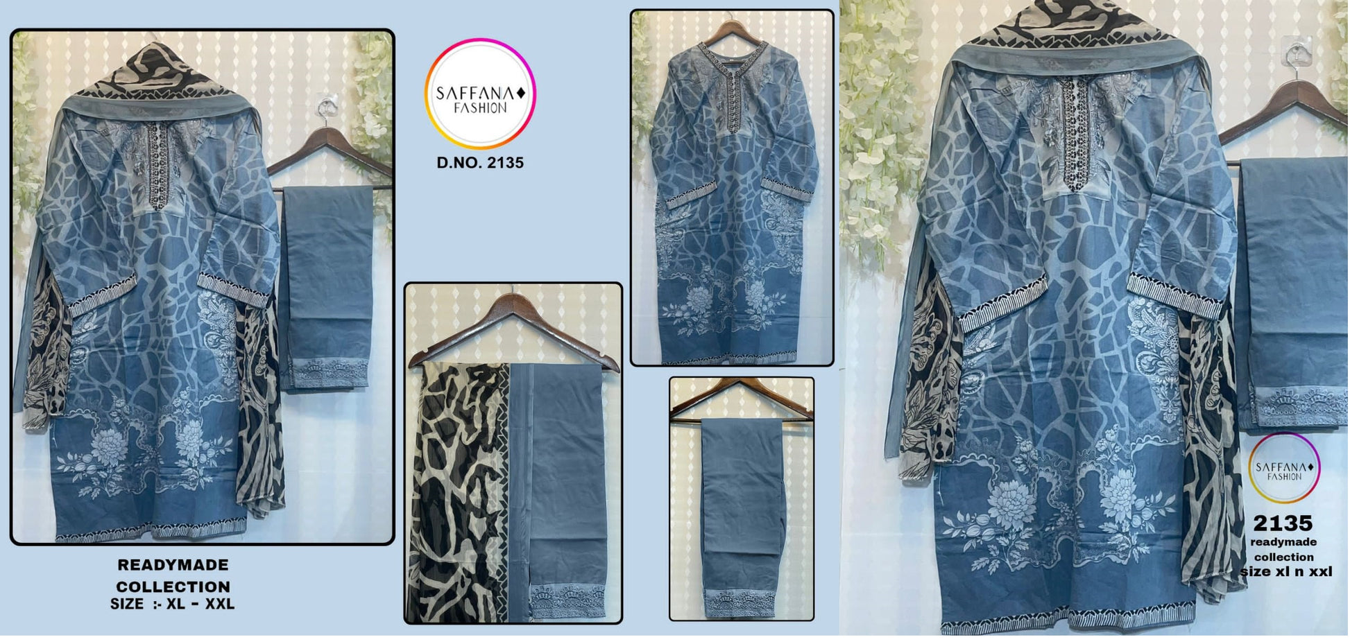 2135Blue Saffana Pakistani Readymade Suits