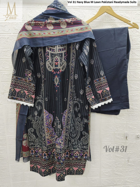 Vol 31 Navy Blue M Lawn Pakistani Readymade Suits