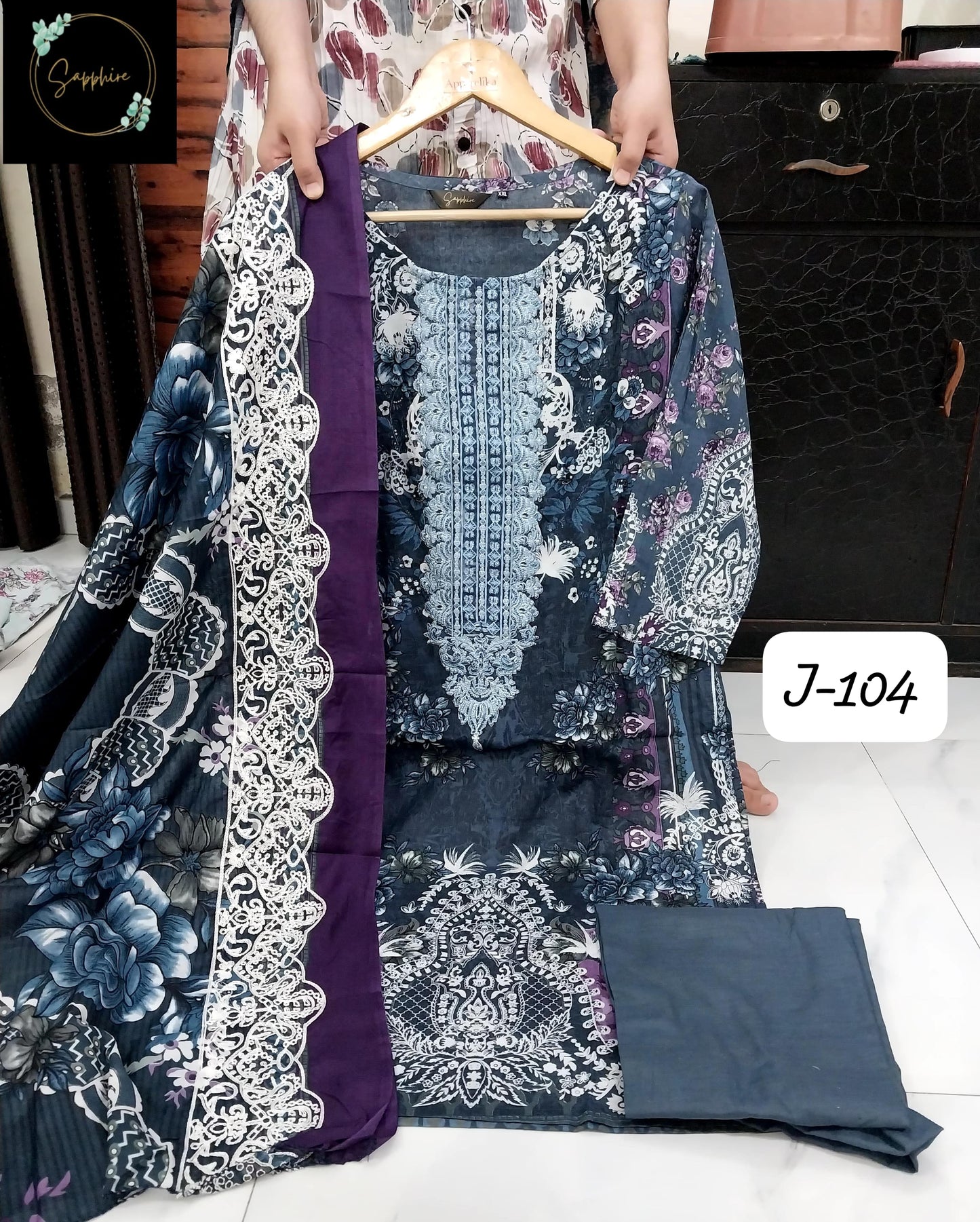 Jazmin Vol 104 Navy Blue Sapphire Pakistani Readymade Suits