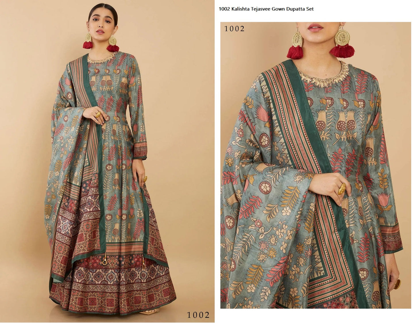 1002 Kalishta Tejasvee Gown Dupatta Set