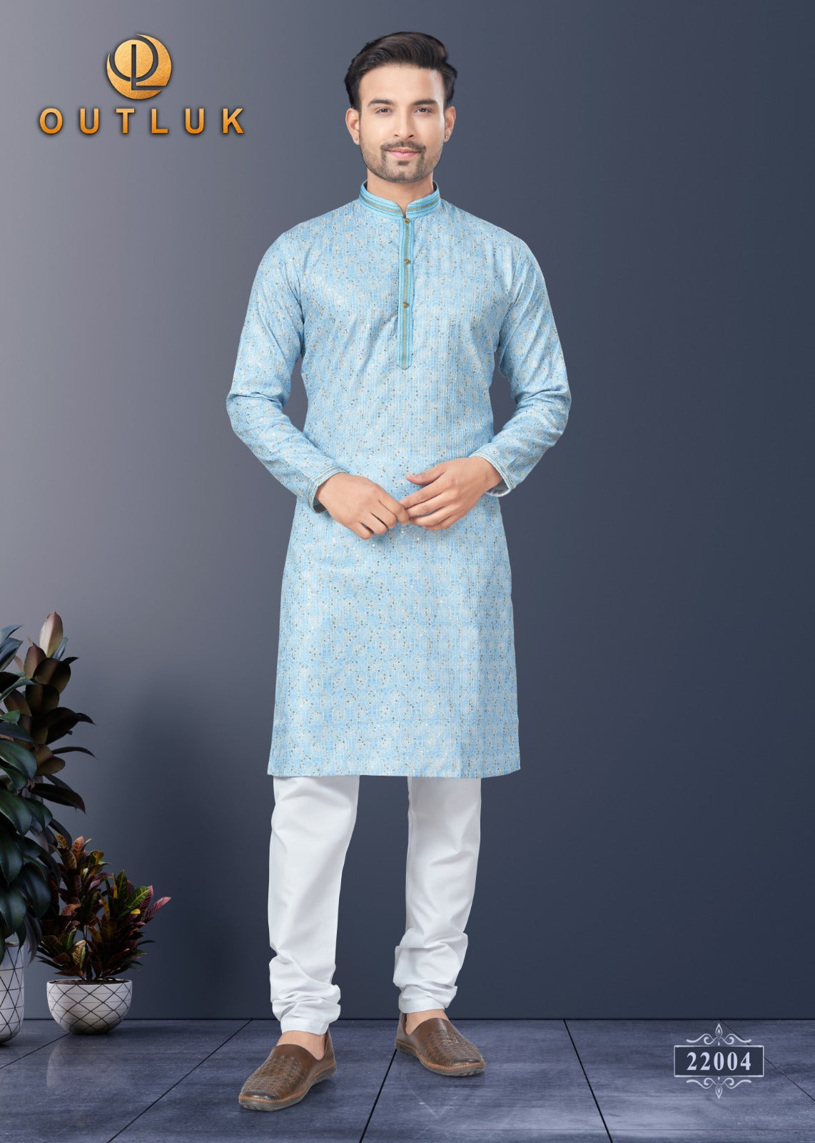 22004 Wedding Collection Vol 22 Outluk Printed Mens Kurta Pyjama