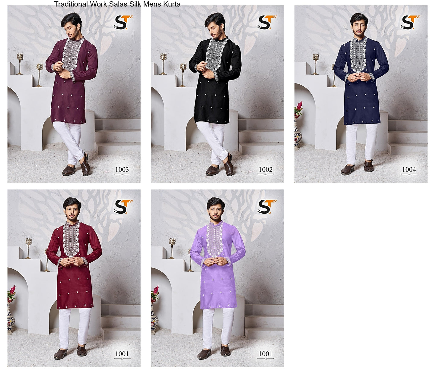 Traditional Work Salas Silk Mens Kurta