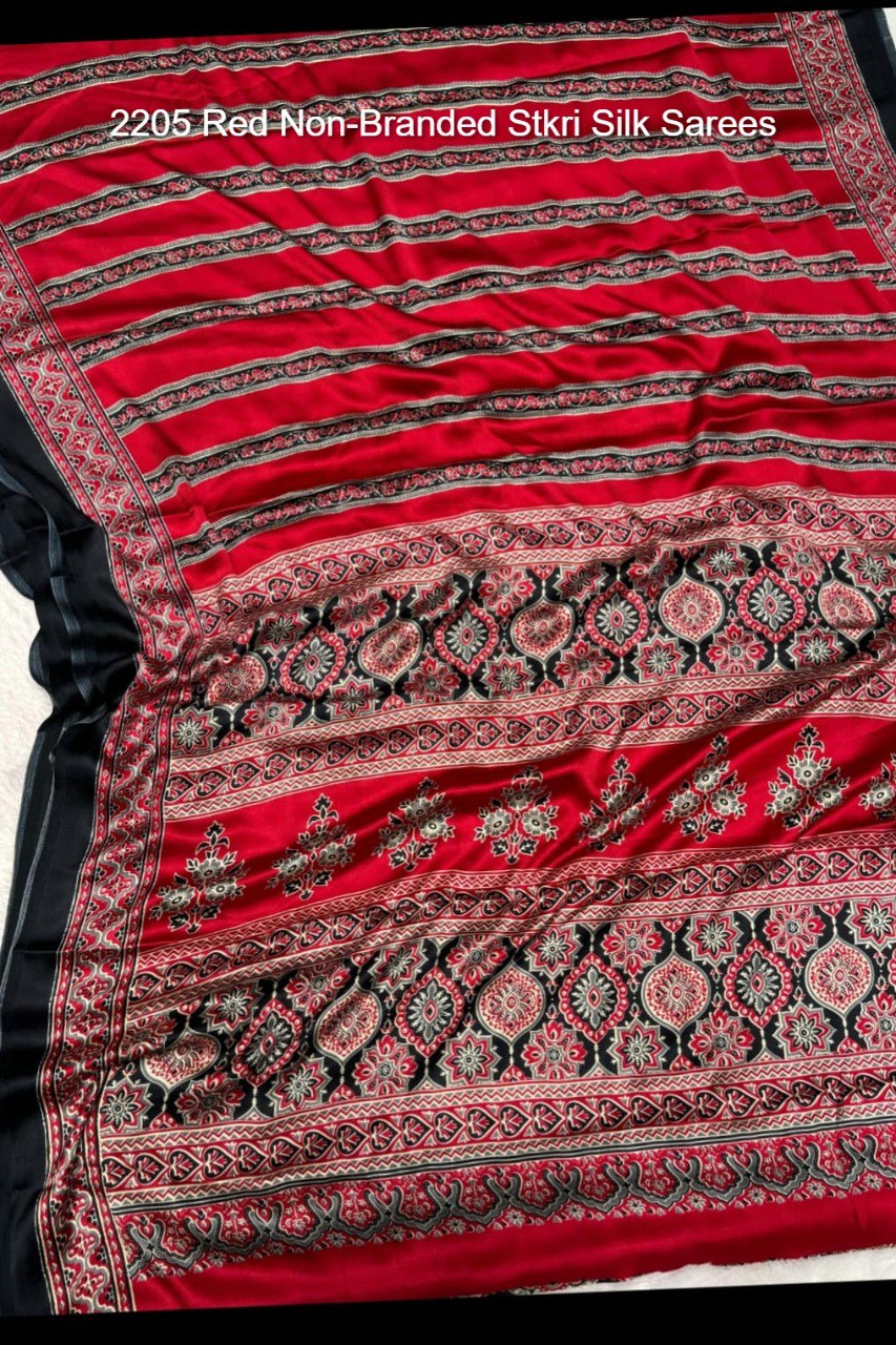 2205 Red Non-Branded Stkri Silk Sarees