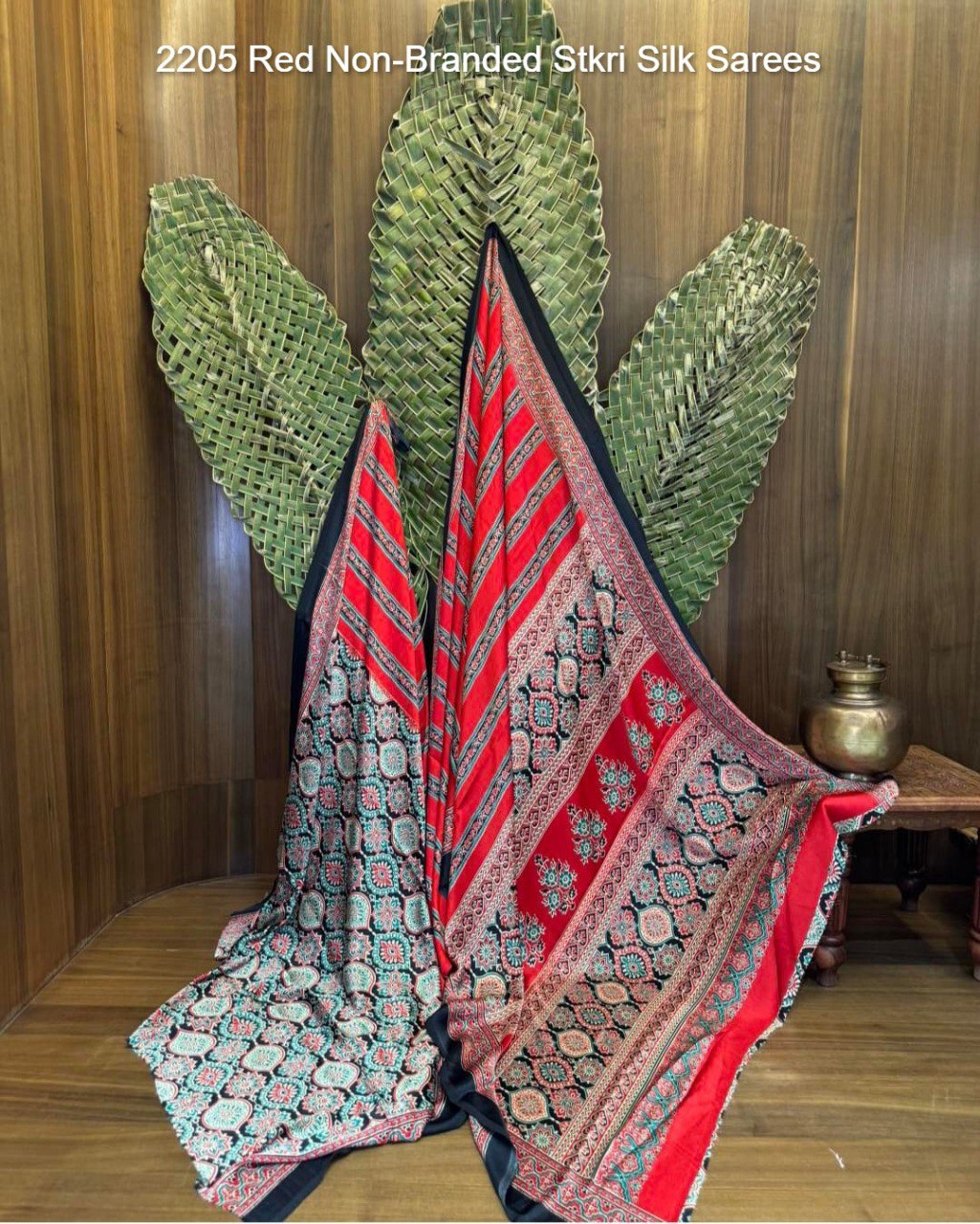 2205 Red Non-Branded Stkri Silk Sarees