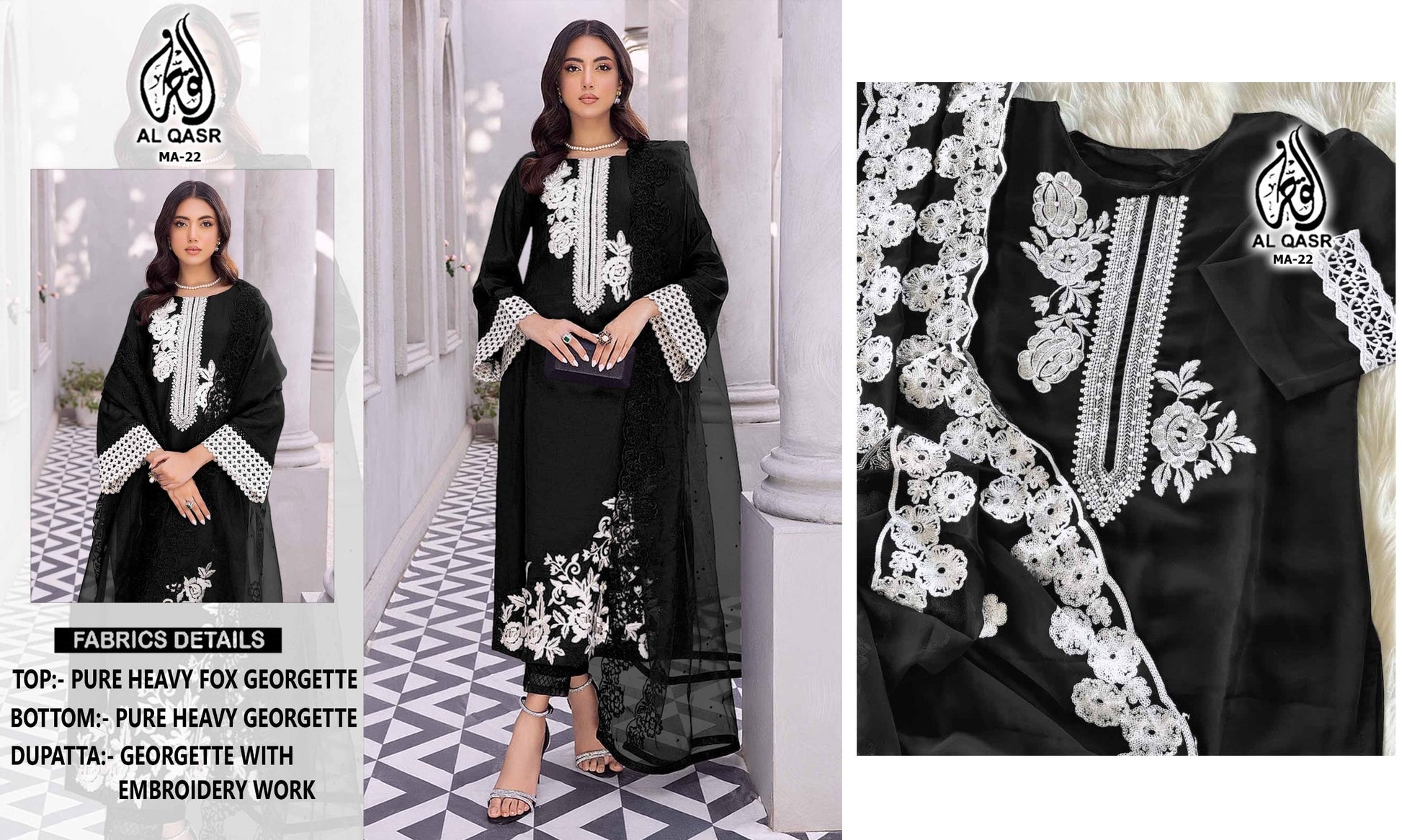 Ma-22 Black Al Qasr Pakistani Readymade Suits