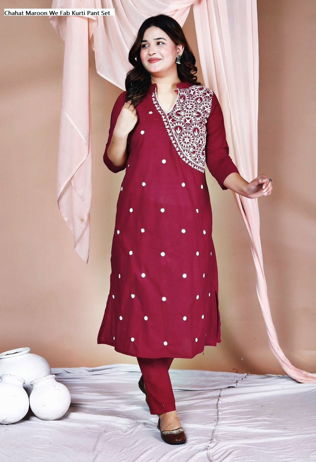 Chahat Maroon We Fab Kurti Pant Set