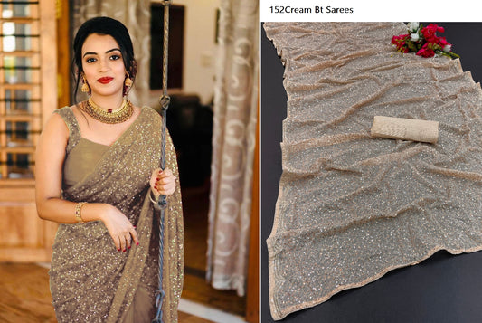 152 Cream Bt Sarees