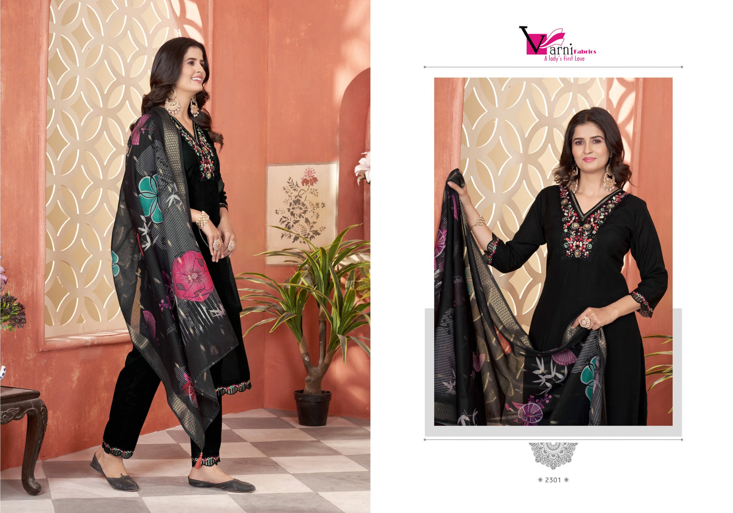2301 Zeeya Rohini Varni Fabrics Roman Silk Readymade Suits