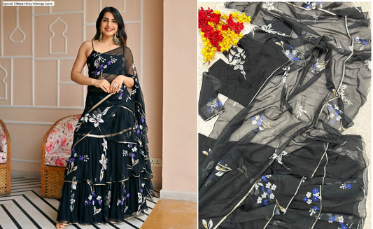 Special 72Black Hirva Lehenga Saree