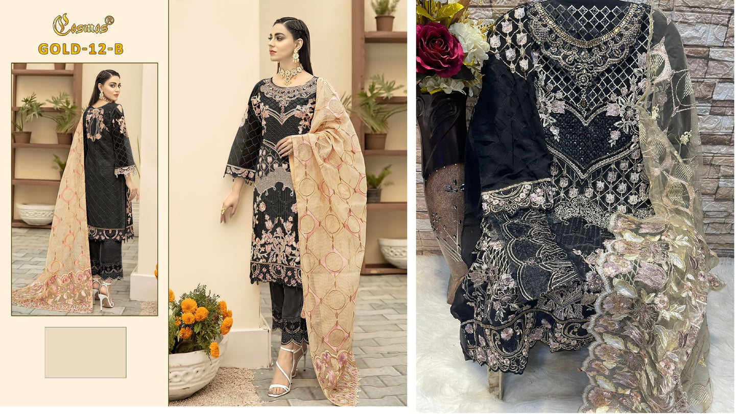 12-B Gold Cosmos Fashion Pakistani Salwar Suits