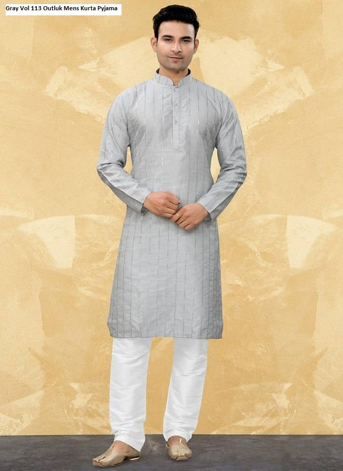 Gray Vol 113 Outluk Mens Kurta Pyjama