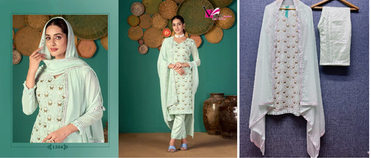 1504 Zeeya Ruhani Varni Fabrics Unstitched Suits