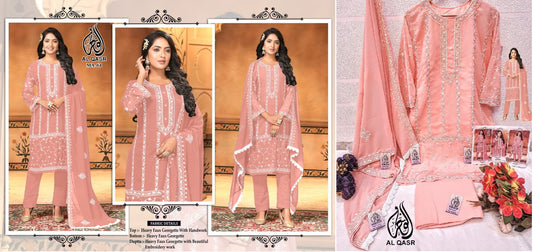 Ma-64Peach Al Qasr Pakistani Readymade Suits