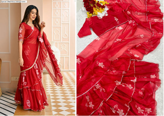 Special 72Red Hirva Lehenga Saree
