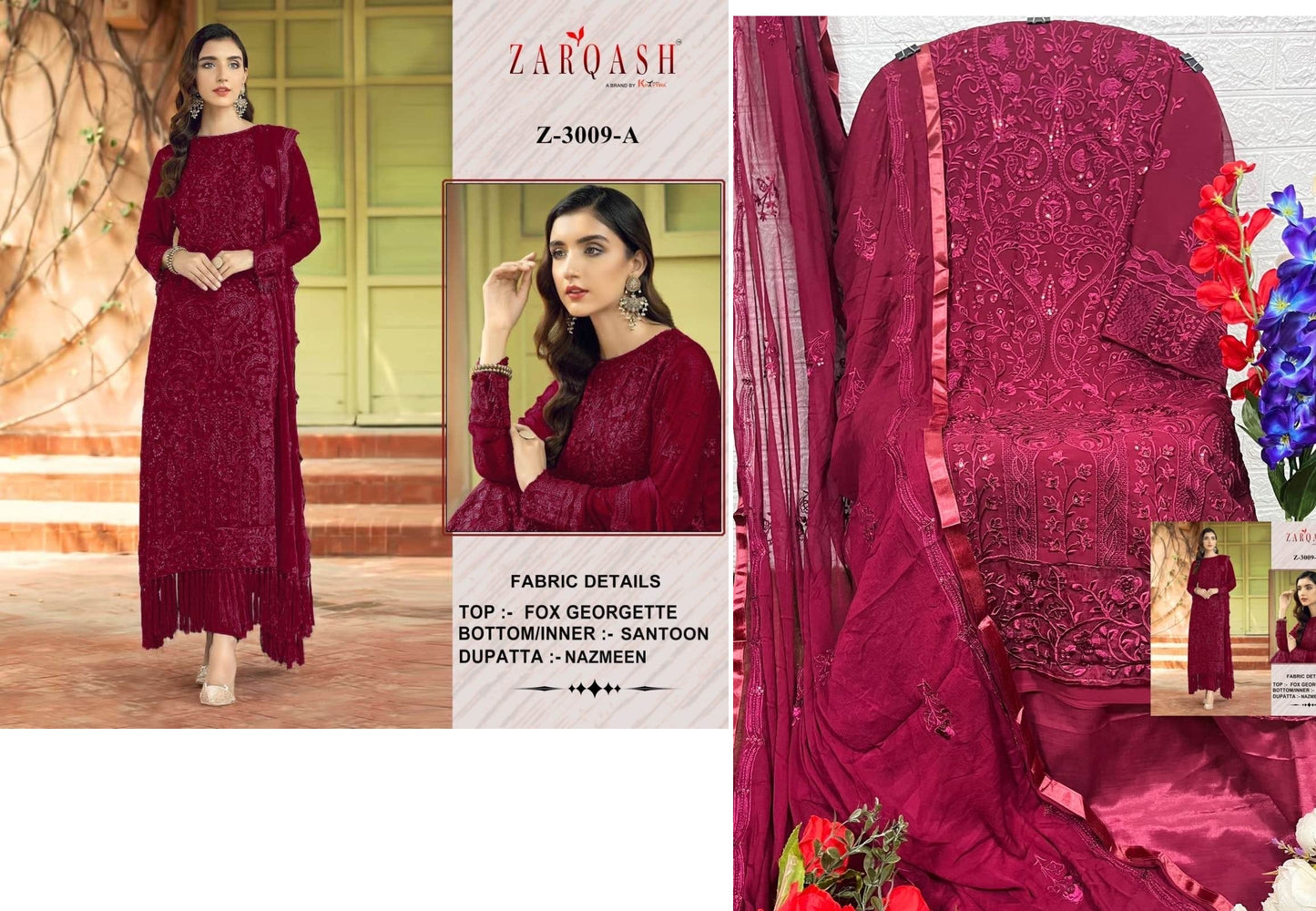 Z-3009-A Zarqash Pakistani Salwar Suits