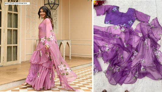 Special 72Purple Hirva Lehenga Saree