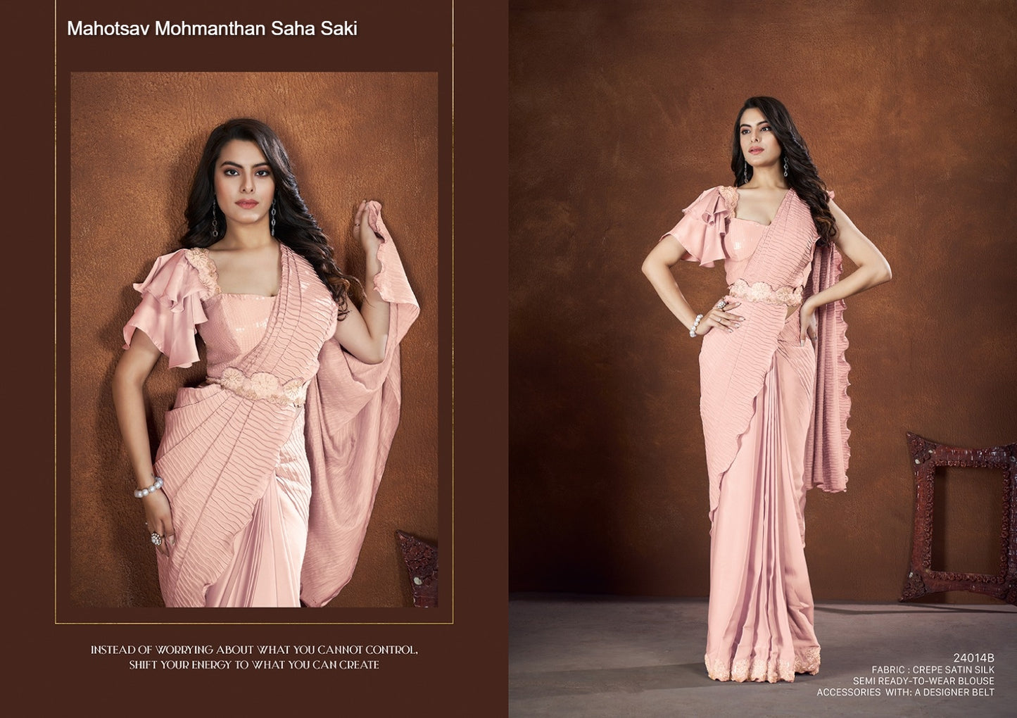 24014B Mohmanthan Saha Saki Mahotsav Crepe Satin Silk Sarees