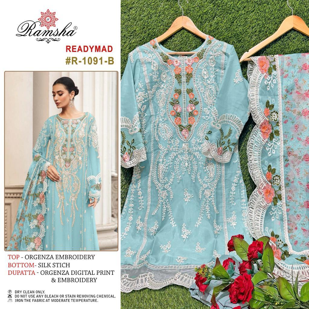 R-1091B Ramsha Pakistani Readymade Suits