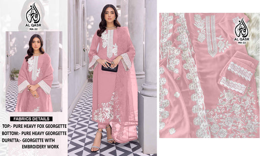Ma-22 Peach Al Qasr Pakistani Readymade Suits