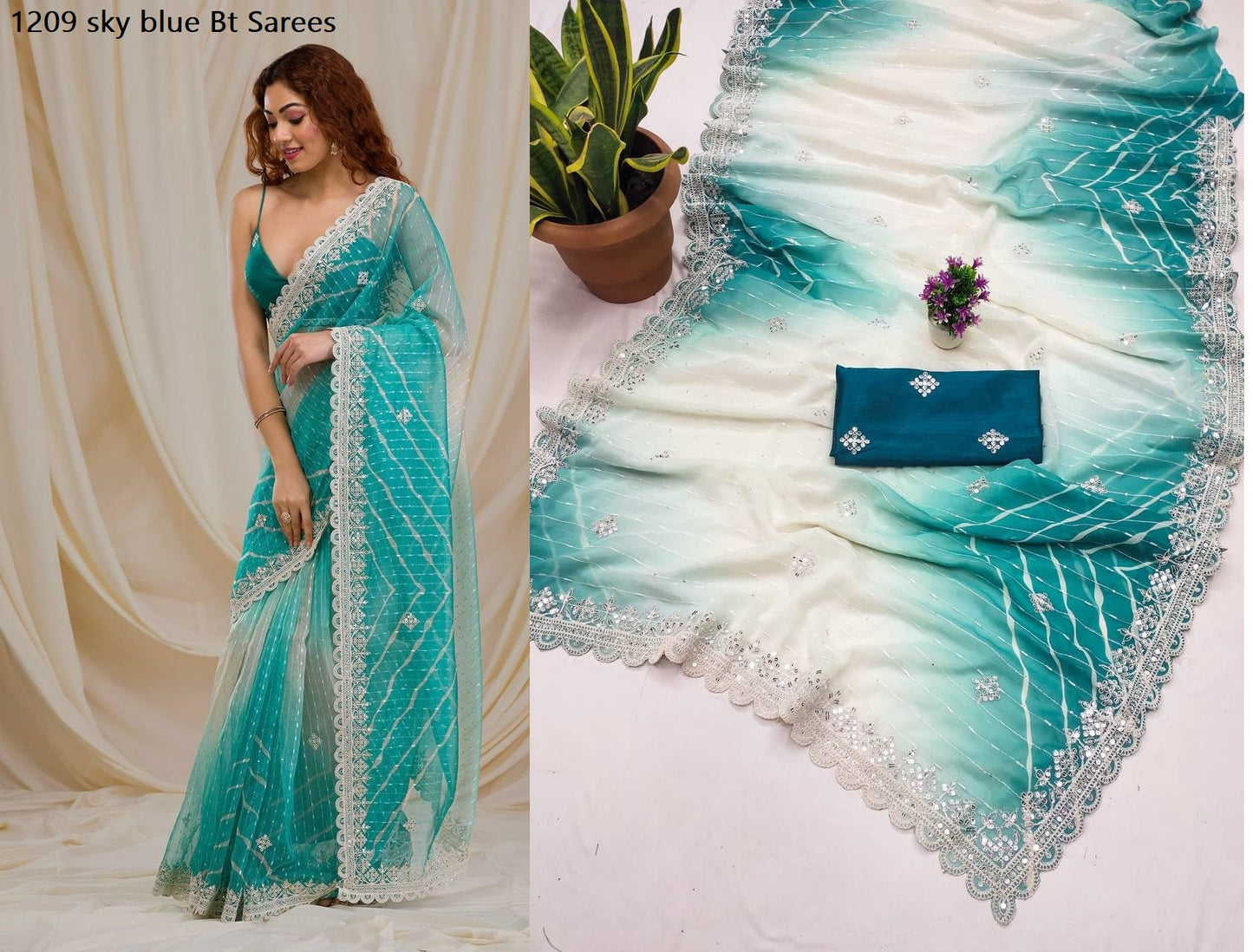 1209 Sky Blue Bt Sarees