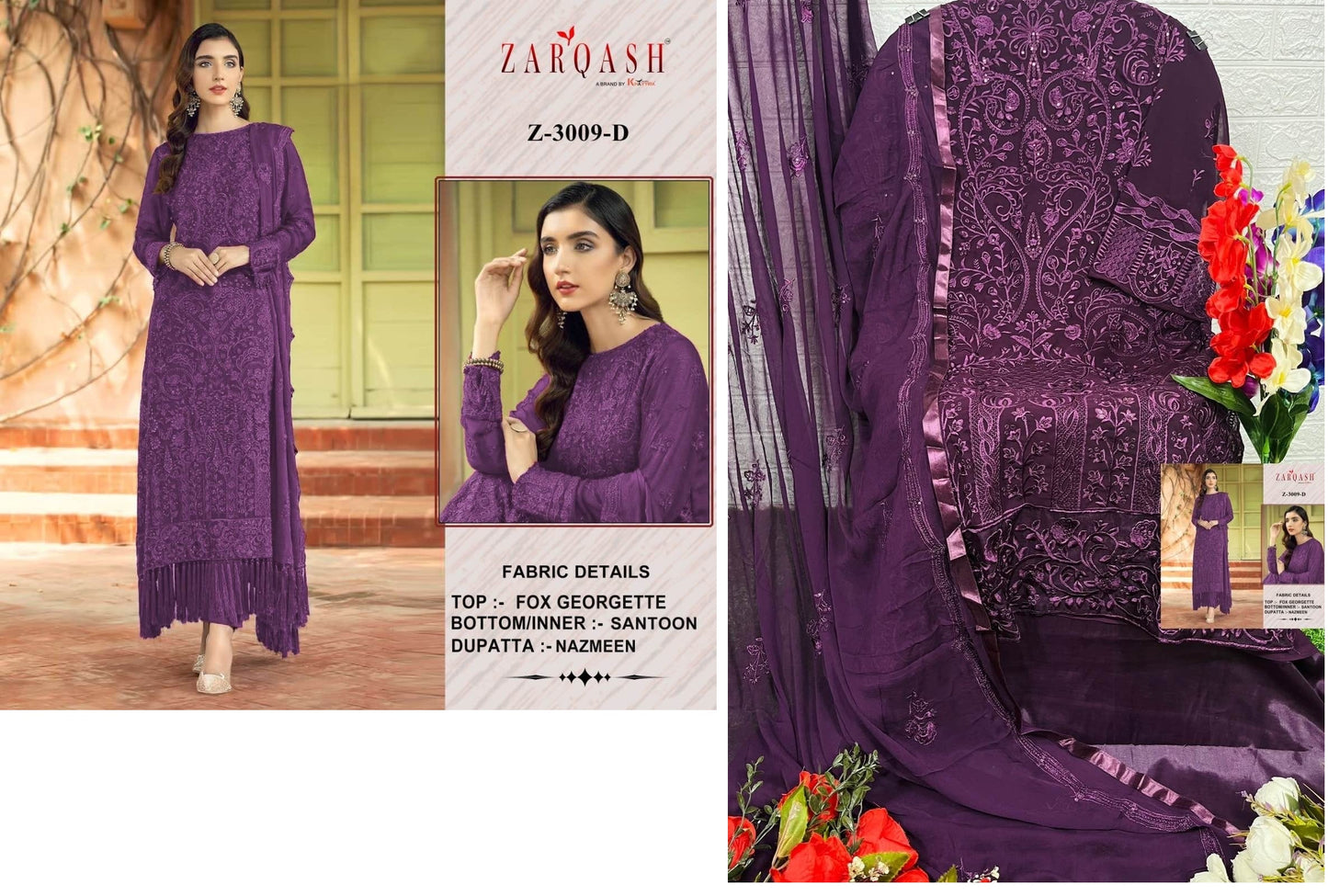 Z-3009-D Zarqash Pakistani Salwar Suits