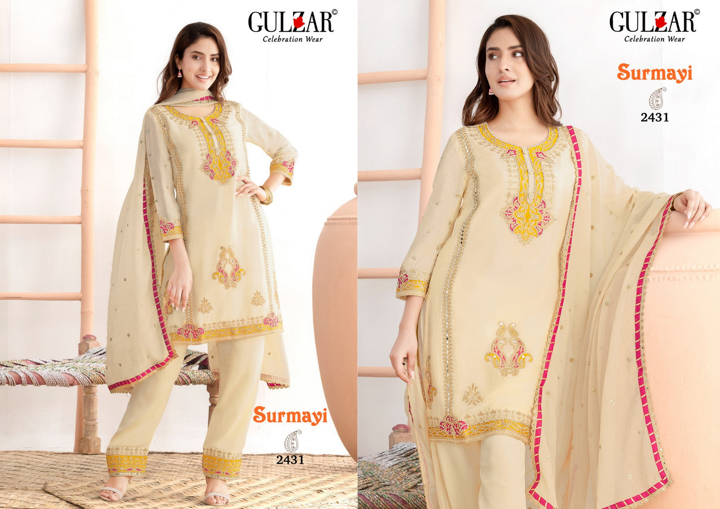 2431 Surmayi Gulzar Premium Chinon Pakistani Readymade Suits